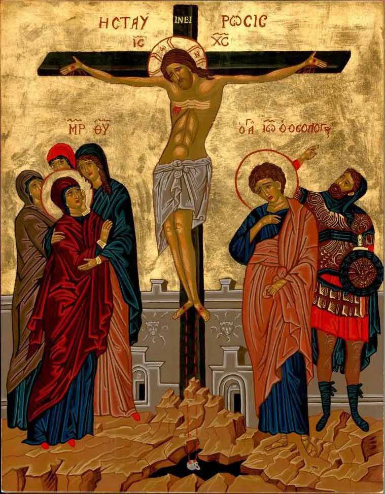 Crucifixion Icon by Olga Christine
